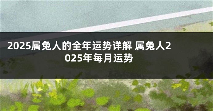 2025属兔人的全年运势详解 属兔人2025年每月运势
