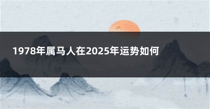 1978年属马人在2025年运势如何
