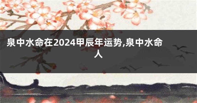 泉中水命在2024甲辰年运势,泉中水命人
