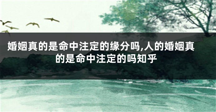 婚姻真的是命中注定的缘分吗,人的婚姻真的是命中注定的吗知乎
