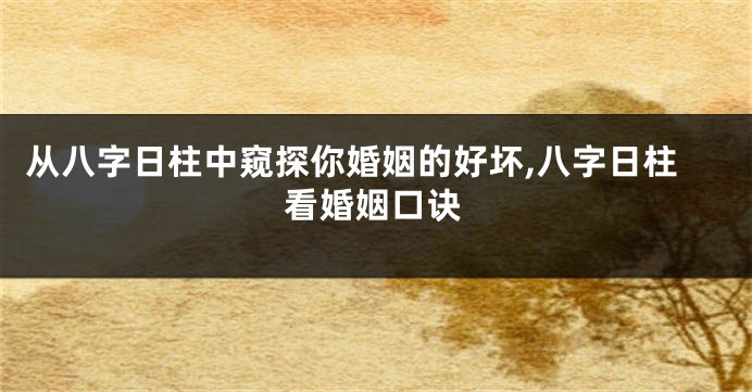 从八字日柱中窥探你婚姻的好坏,八字日柱看婚姻口诀
