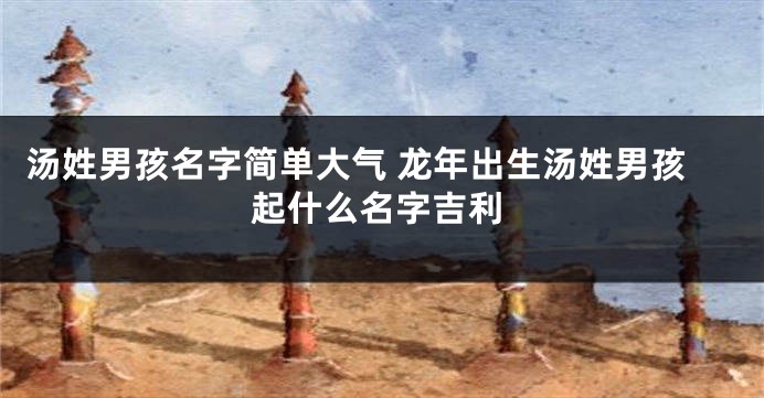 汤姓男孩名字简单大气 龙年出生汤姓男孩起什么名字吉利