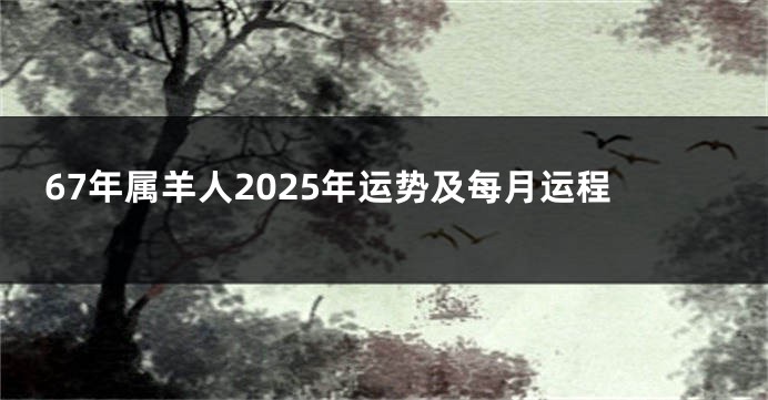67年属羊人2025年运势及每月运程