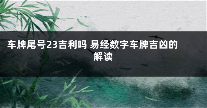 车牌尾号23吉利吗 易经数字车牌吉凶的解读