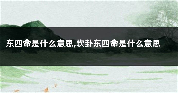 东四命是什么意思,坎卦东四命是什么意思
