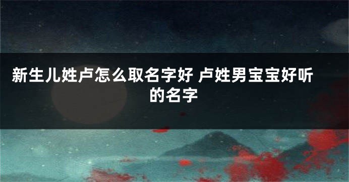 新生儿姓卢怎么取名字好 卢姓男宝宝好听的名字