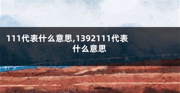 111代表什么意思,1392111代表什么意思