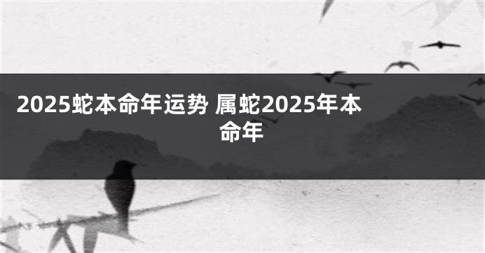 2025蛇本命年运势 属蛇2025年本命年