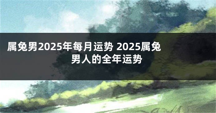 属兔男2025年每月运势 2025属兔男人的全年运势