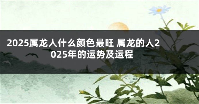 2025属龙人什么颜色最旺 属龙的人2025年的运势及运程