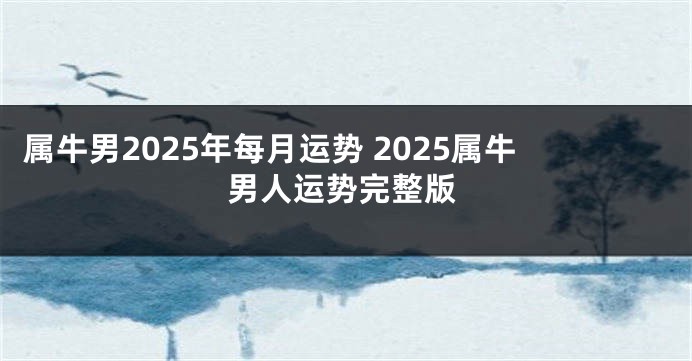 属牛男2025年每月运势 2025属牛男人运势完整版