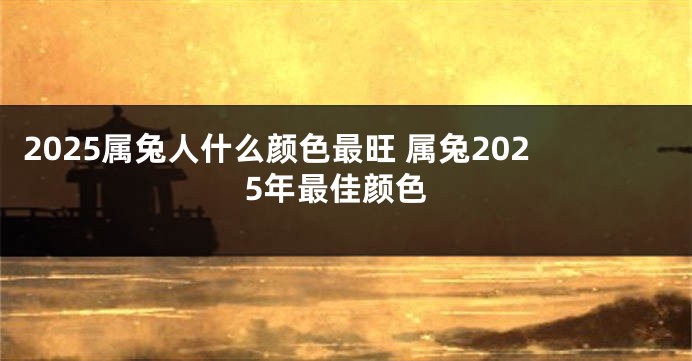 2025属兔人什么颜色最旺 属兔2025年最佳颜色