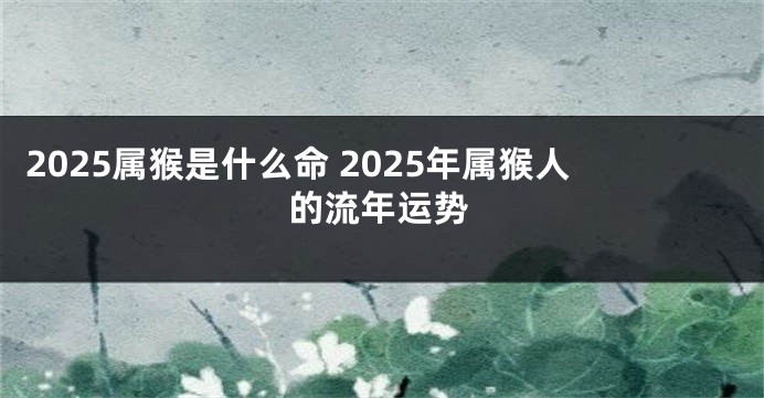 2025属猴是什么命 2025年属猴人的流年运势