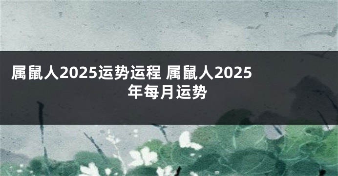 属鼠人2025运势运程 属鼠人2025年每月运势