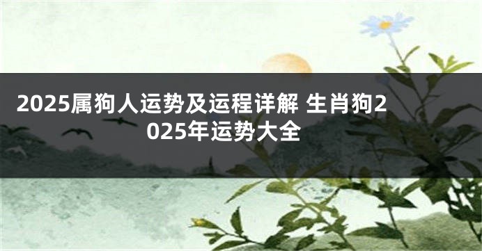 2025属狗人运势及运程详解 生肖狗2025年运势大全