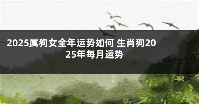 2025属狗女全年运势如何 生肖狗2025年每月运势