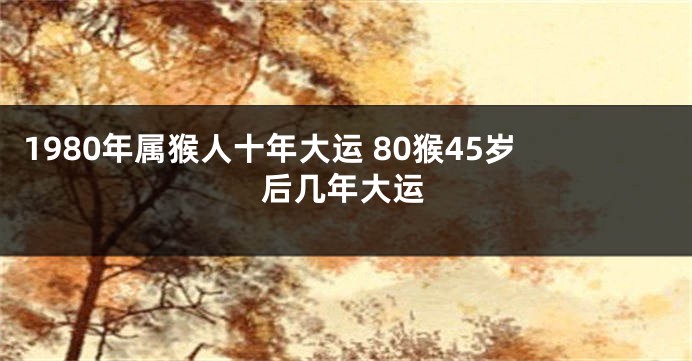 1980年属猴人十年大运 80猴45岁后几年大运
