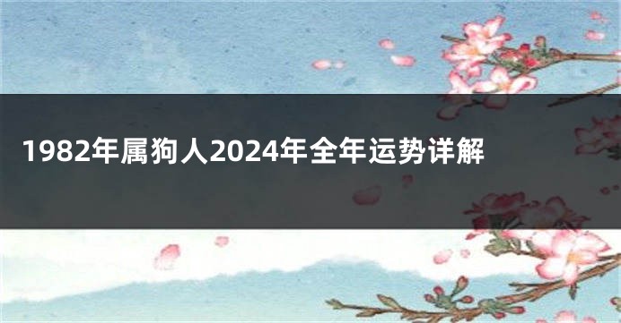1982年属狗人2024年全年运势详解