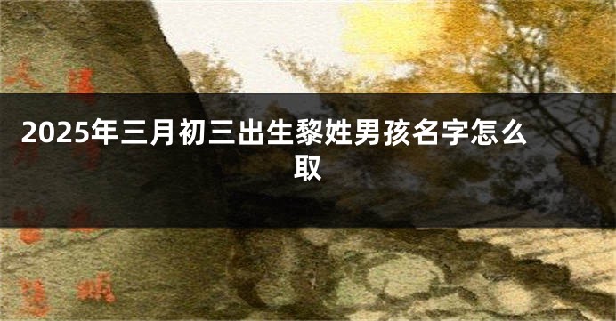 2025年三月初三出生黎姓男孩名字怎么取