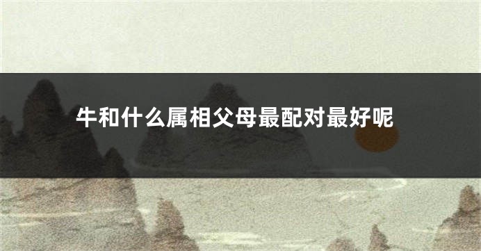 牛和什么属相父母最配对最好呢