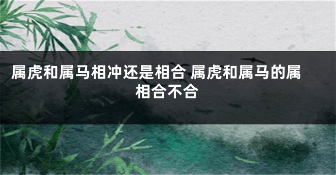 属虎和属马相冲还是相合 属虎和属马的属相合不合