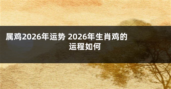 属鸡2026年运势 2026年生肖鸡的运程如何