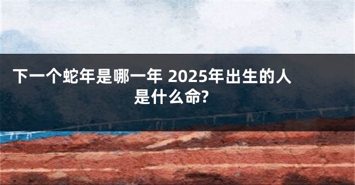 下一个蛇年是哪一年 2025年出生的人是什么命?