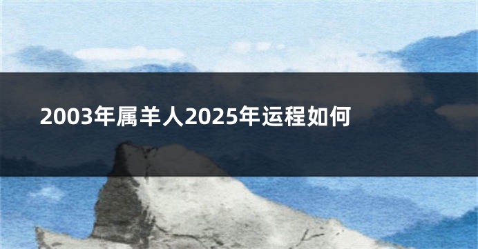 2003年属羊人2025年运程如何