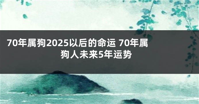 70年属狗2025以后的命运 70年属狗人未来5年运势