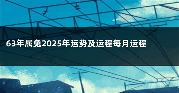 63年属兔2025年运势及运程每月运程