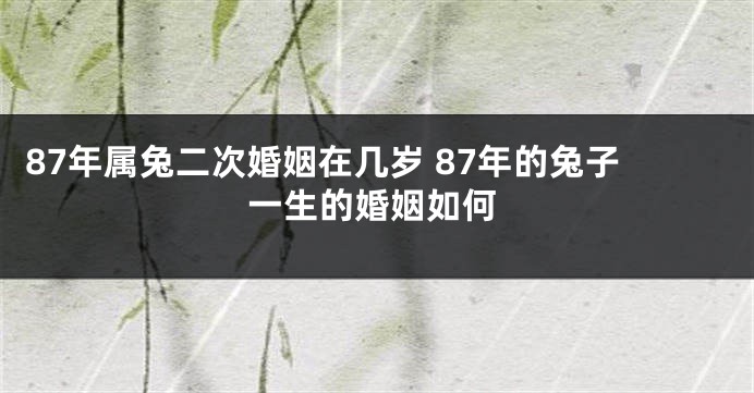 87年属兔二次婚姻在几岁 87年的兔子一生的婚姻如何