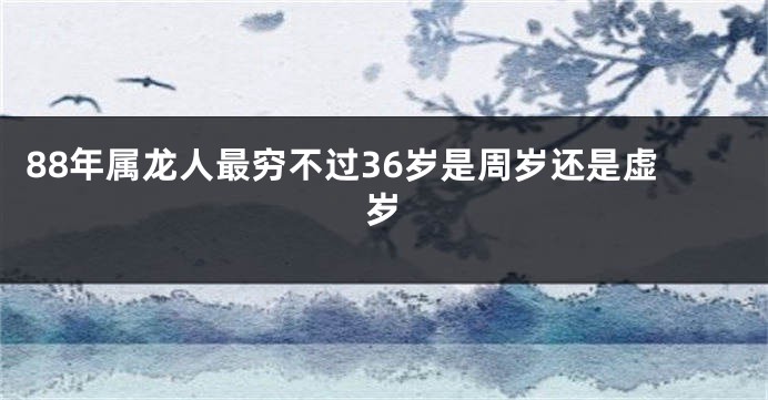 88年属龙人最穷不过36岁是周岁还是虚岁