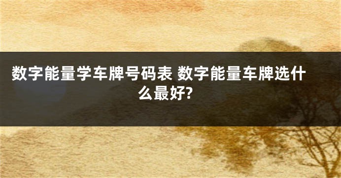 数字能量学车牌号码表 数字能量车牌选什么最好?
