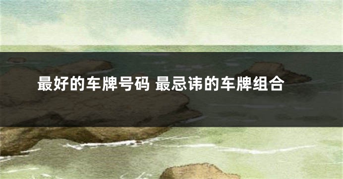最好的车牌号码 最忌讳的车牌组合