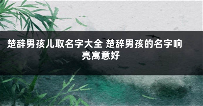 楚辞男孩儿取名字大全 楚辞男孩的名字响亮寓意好