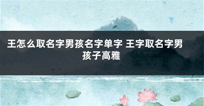 王怎么取名字男孩名字单字 王字取名字男孩子高雅