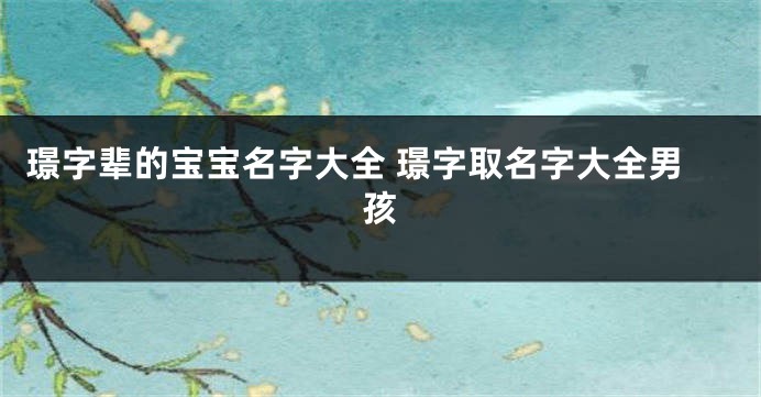 璟字辈的宝宝名字大全 璟字取名字大全男孩