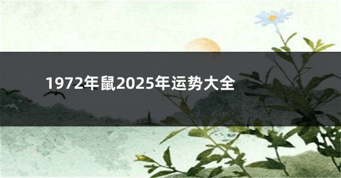 1972年鼠2025年运势大全