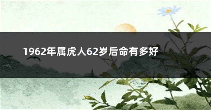 1962年属虎人62岁后命有多好