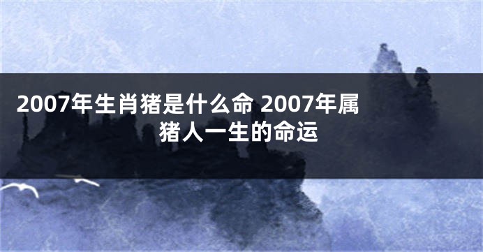 2007年生肖猪是什么命 2007年属猪人一生的命运
