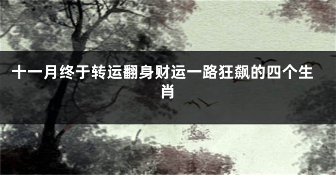 十一月终于转运翻身财运一路狂飙的四个生肖