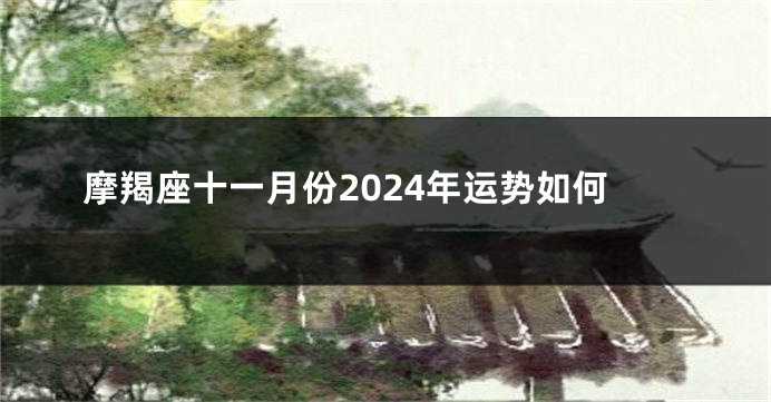 摩羯座十一月份2024年运势如何