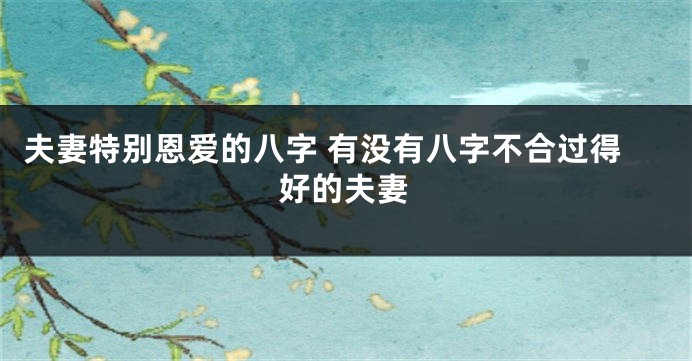 夫妻特别恩爱的八字 有没有八字不合过得好的夫妻