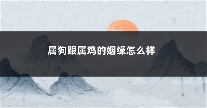 属狗跟属鸡的姻缘怎么样