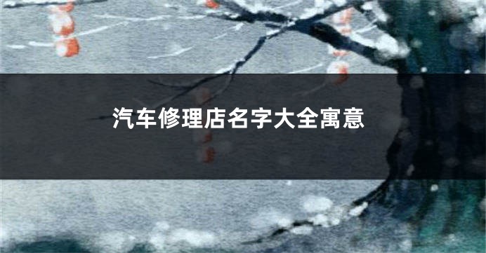汽车修理店名字大全寓意