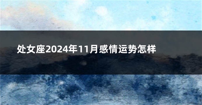 处女座2024年11月感情运势怎样