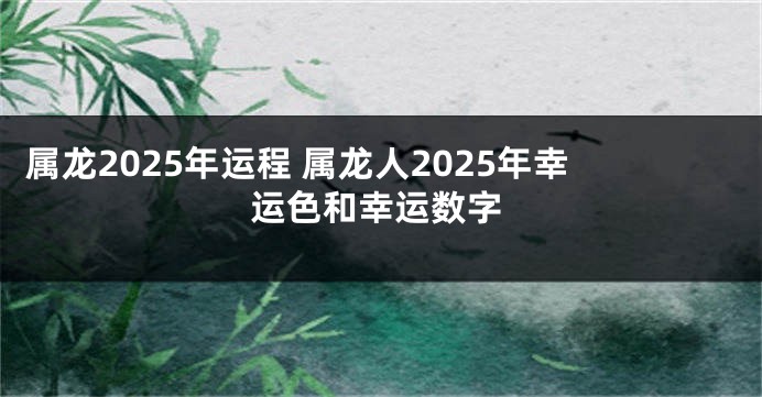 属龙2025年运程 属龙人2025年幸运色和幸运数字