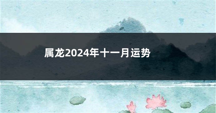 属龙2024年十一月运势
