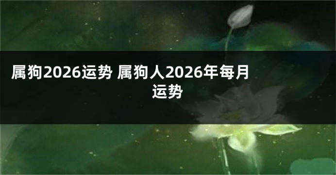 属狗2026运势 属狗人2026年每月运势