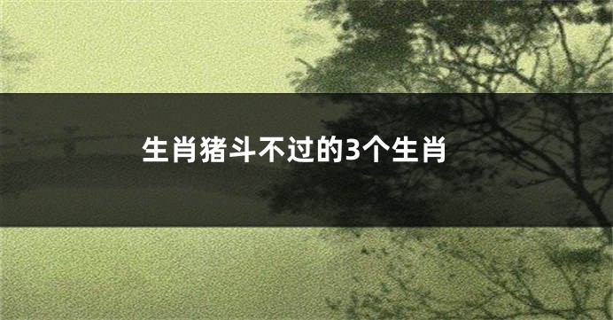 生肖猪斗不过的3个生肖